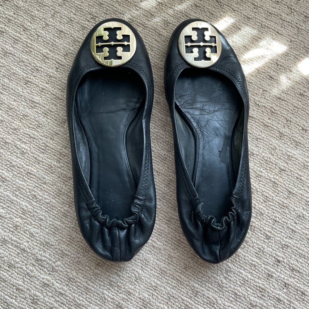 Black Tory Burch Minnie Travel Ballet flats